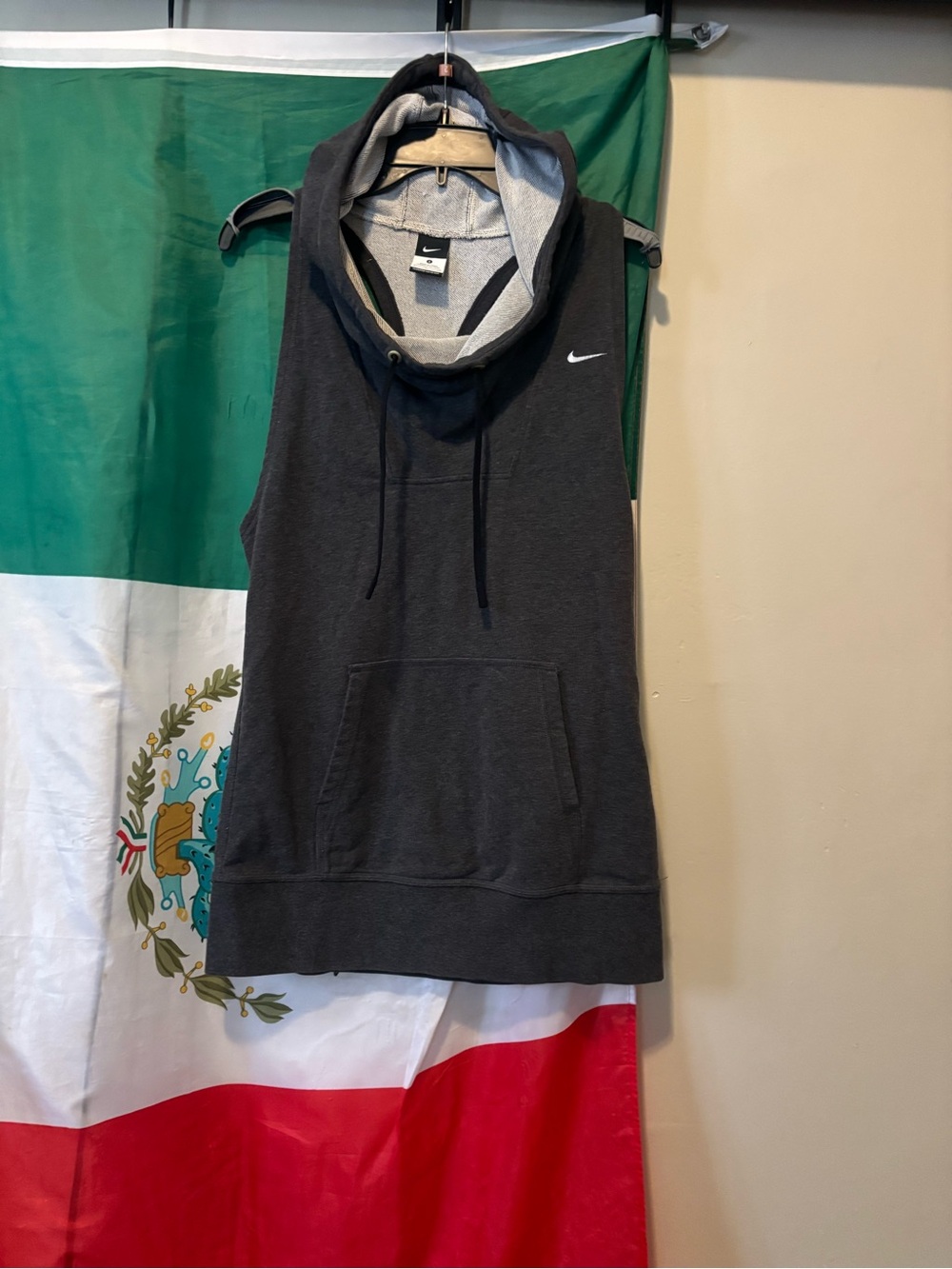 Nike Training Sleeveless Hoodie Shirt Womens Size S Drawstring Racerback Gray
